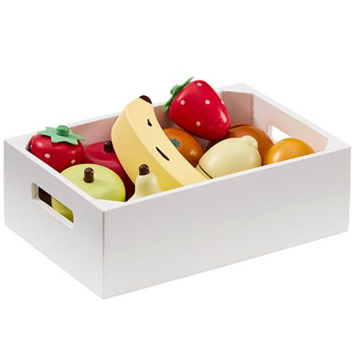 Airlab Houten Speelvoedsel – Snijset Met Fruit En Groenten, Educatief Keukenspeelgoed Voor Peuters, 3+, Met Mes En Opbergbox