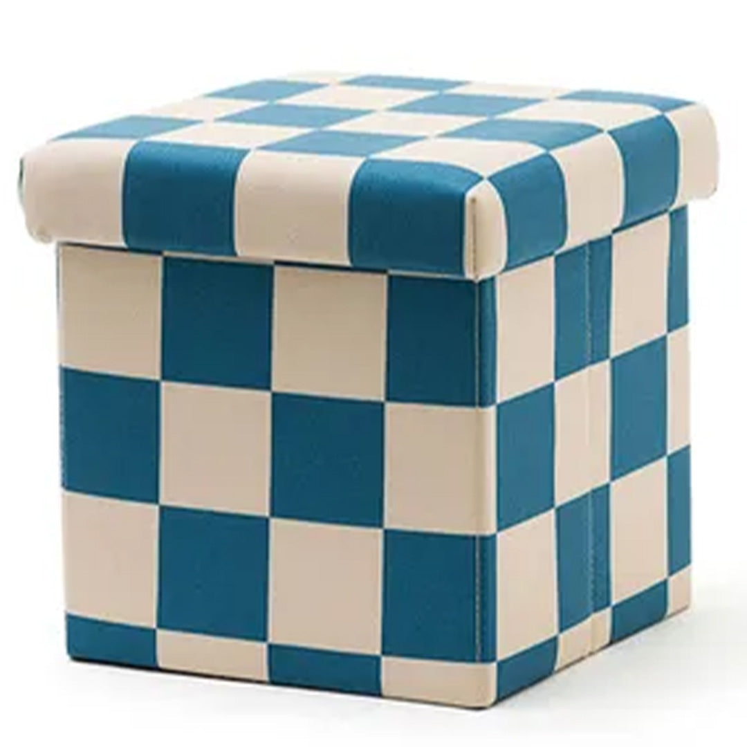 kids concept opbergpoef check - teal - 30 cm | 1001064 | 1