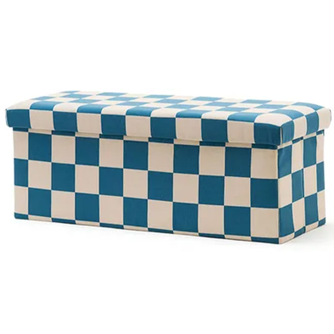 kids concept opbergpoef check - teal - 80 cm | KIDS1001063 | 1