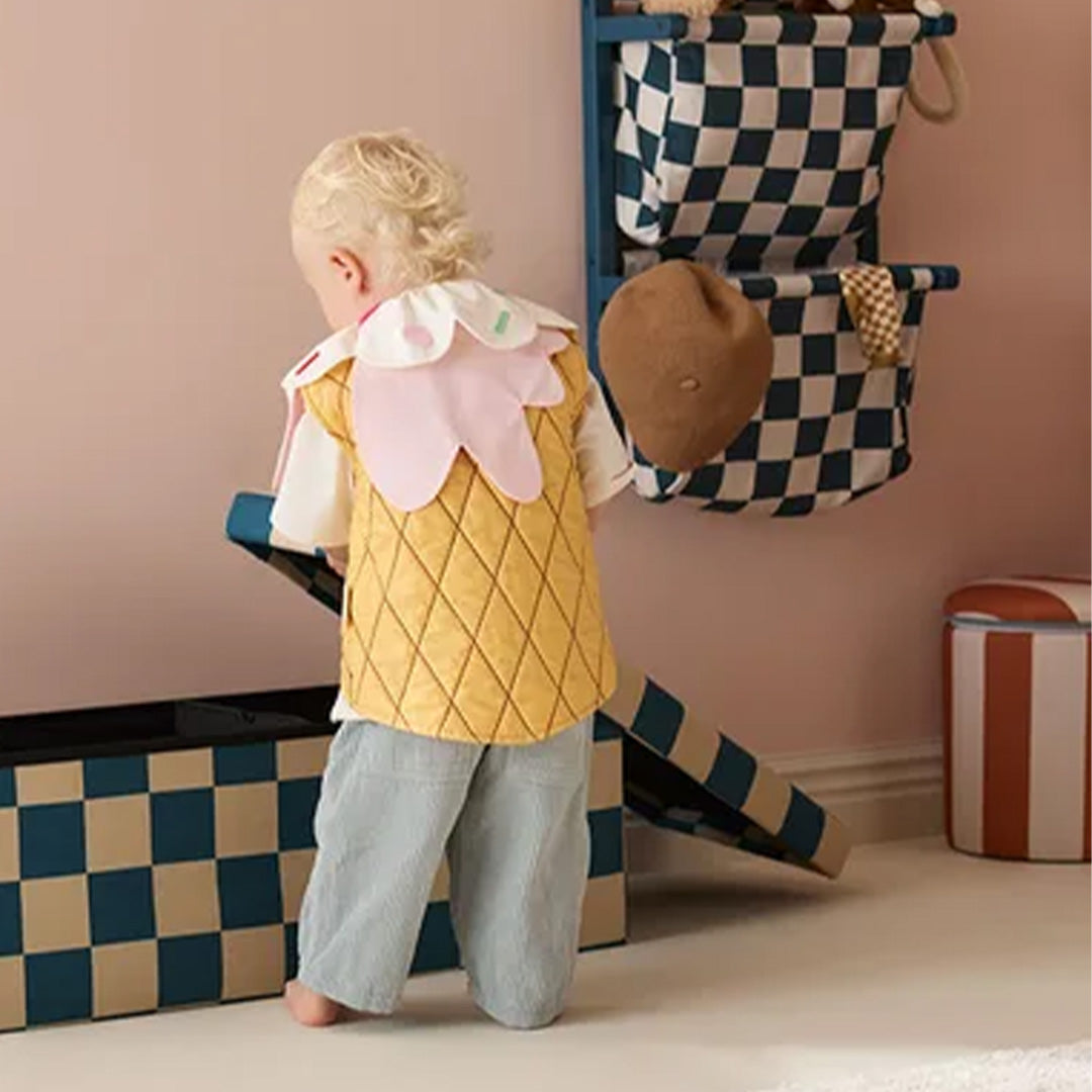 kids concept opbergpoef check - teal - 80 cm | KIDS1001063 | 2