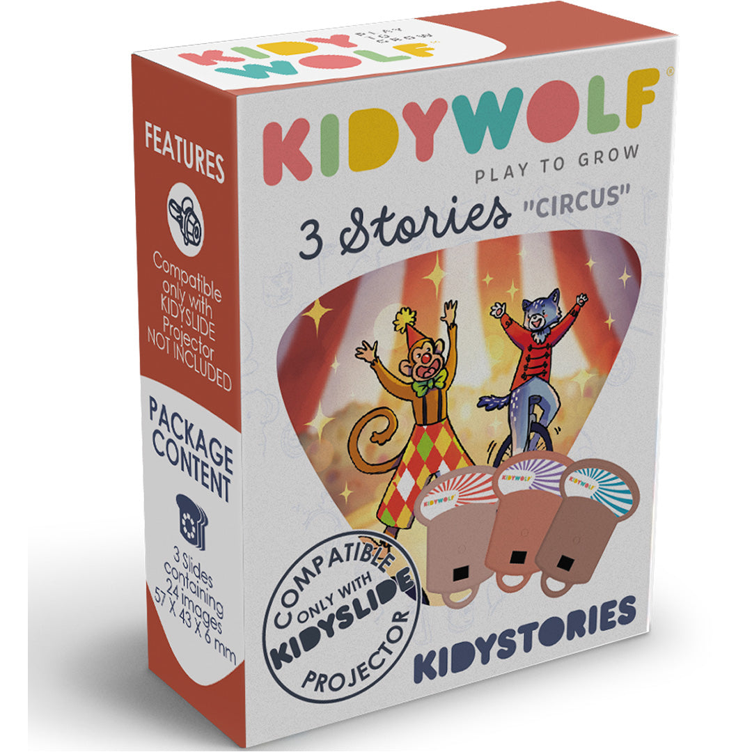 kidywolf discs voor projector zaklamp kidyslide - circus - 3st | KIDYSTORIES-CI | 0