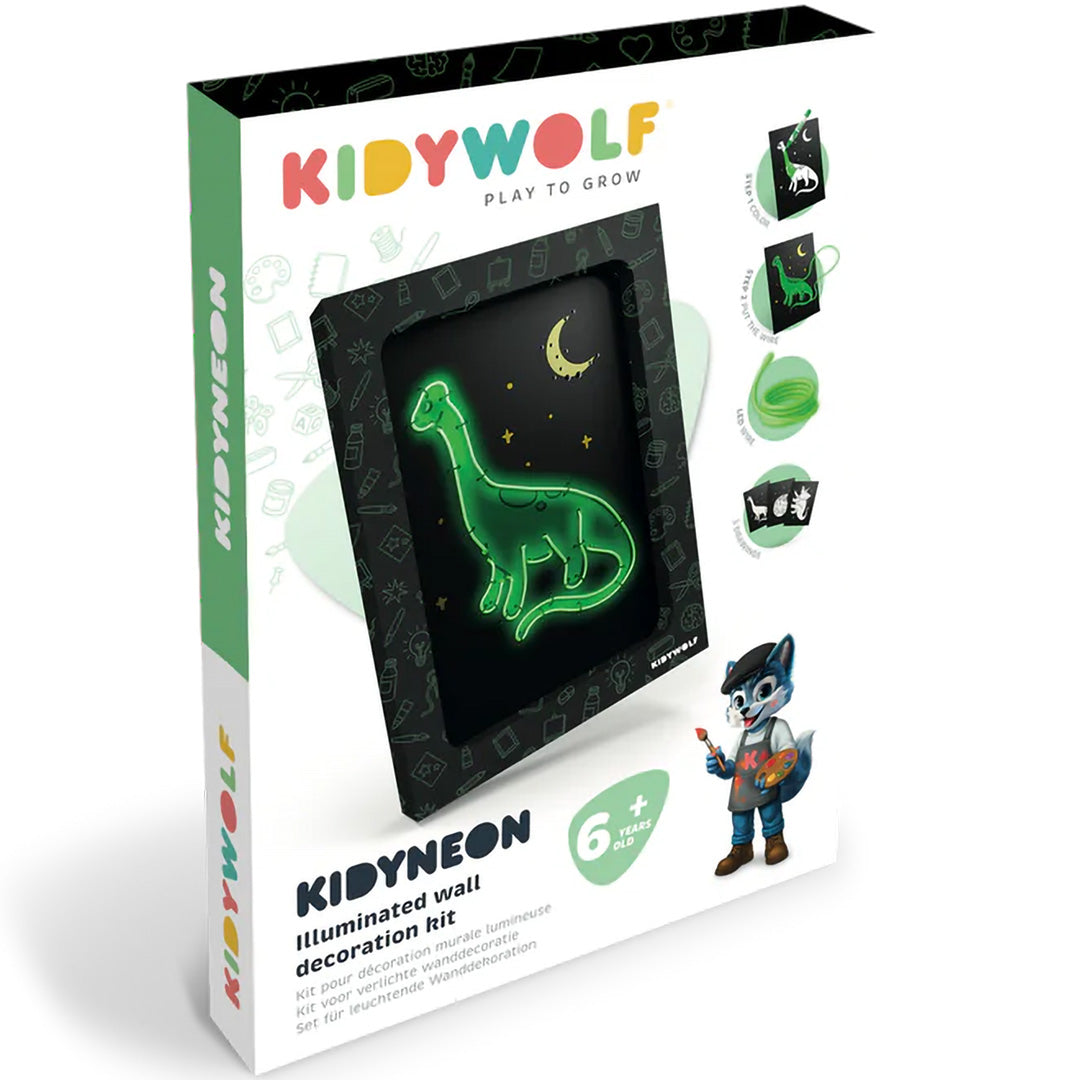 kidywolf kidyneon knutselpakket wanddecoratie - dino | KIDYNEON-DIN-GR | 8