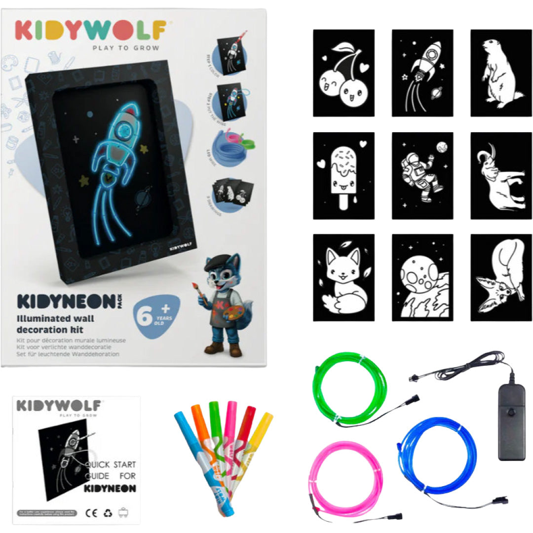 kidywolf kidyneon knutselpakket wanddecoratie | KIDYNEON-PACK | 4