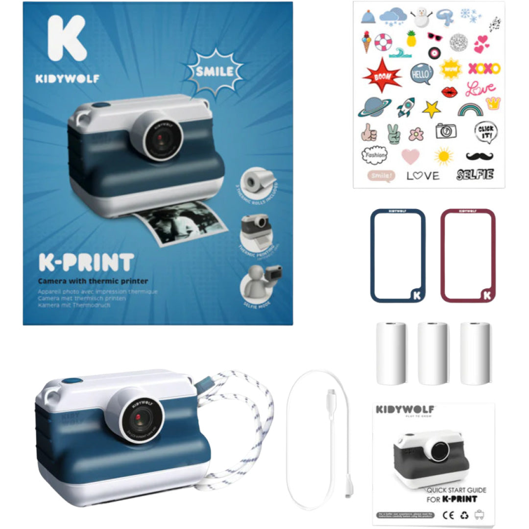 kidywolf kindercamera met thermische printer k-print - blauw | K-PRINT-BU | 02