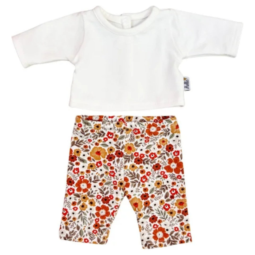 hollie poppenkleding broek en shirt - poppy caramel flowers  - 34 cm | HO3052 | 