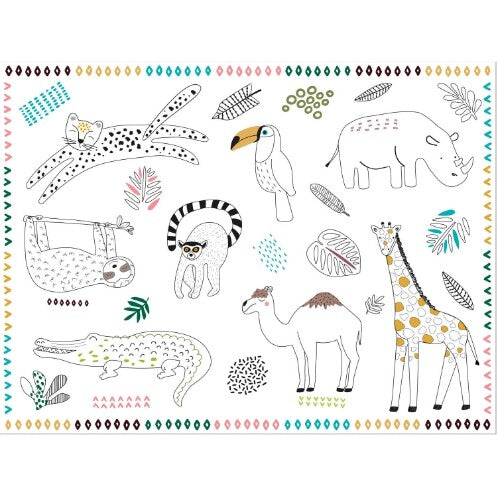 kleurplaten placemat zoo party - 6st  | 68339 | 0