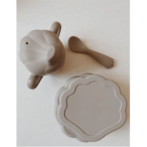 konges sløjd babyservies schelp - warm grey | KS1873 WARM GREY | 1