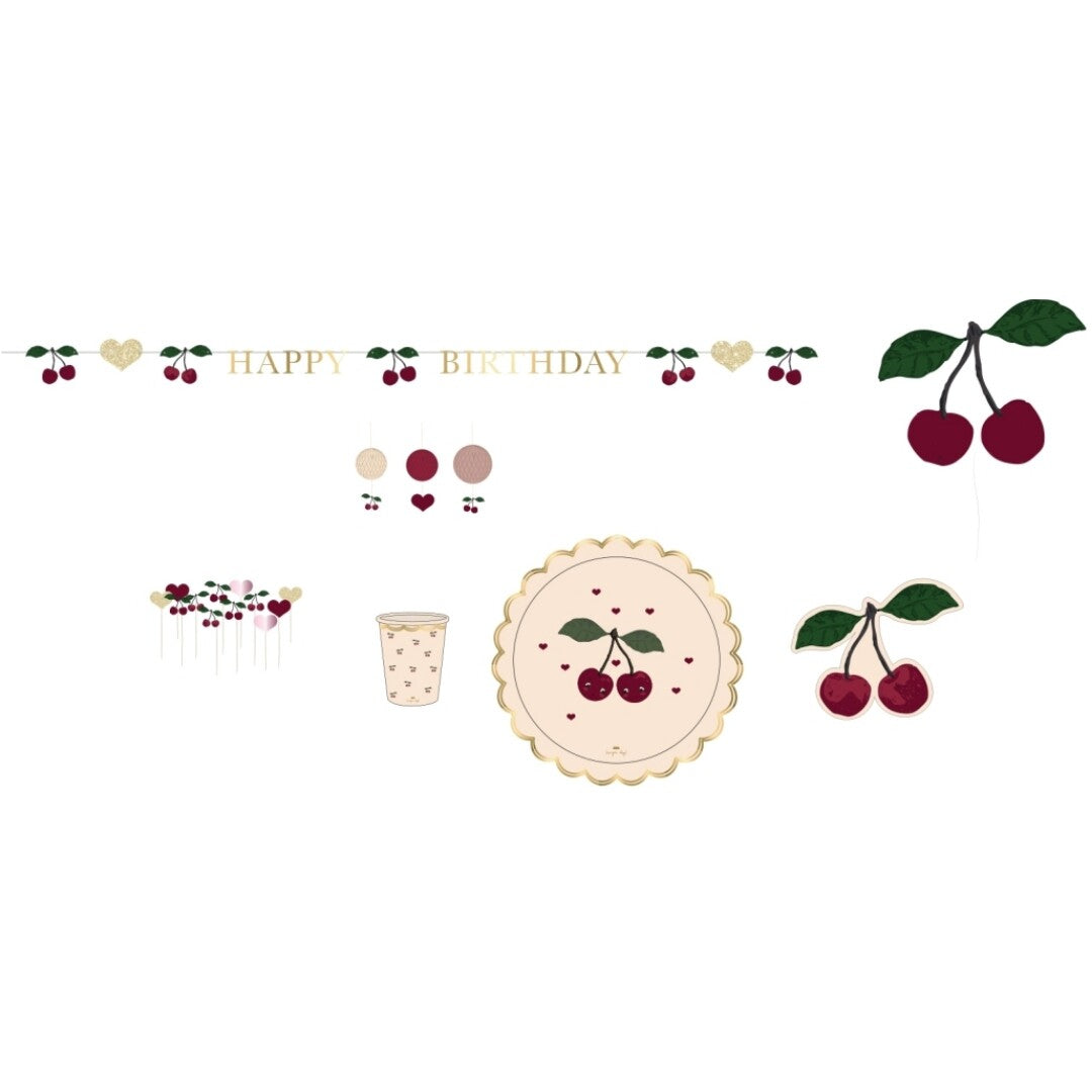 konges sløjd feestversiering cherry - 49-delig | KS101149-CHERRY | 0