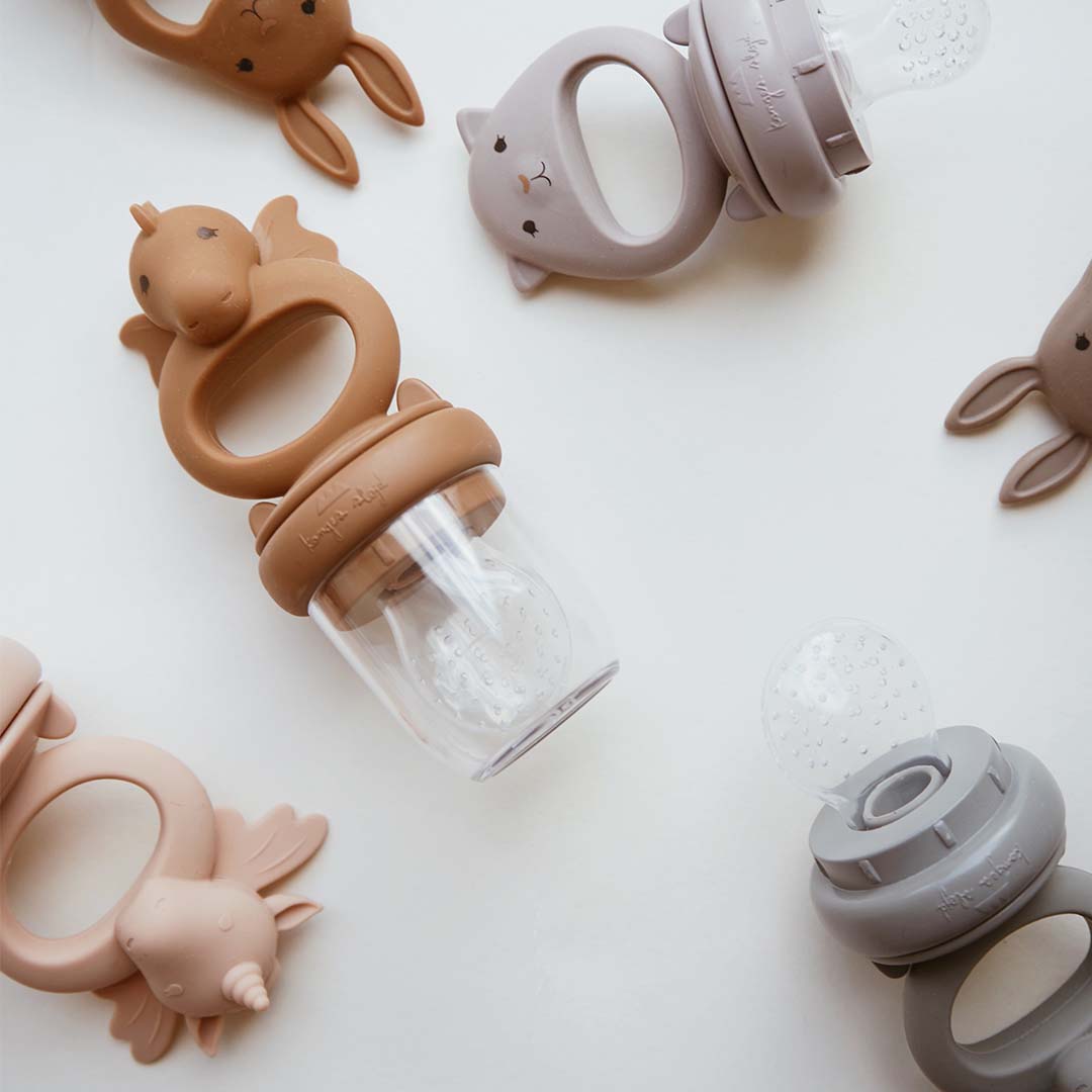 konges sløjd fruitspeen eenhoorn - rose sand - brown clay - 2st | KS4392-ROSE-SAND-BROWN-CLAY | 2