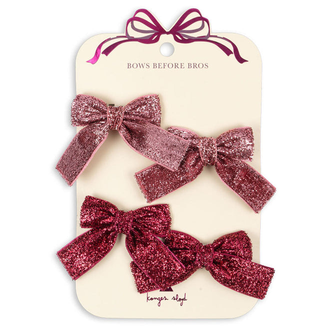 konges sløjd haarclips glitter bow - 4st | KS102927 | 0