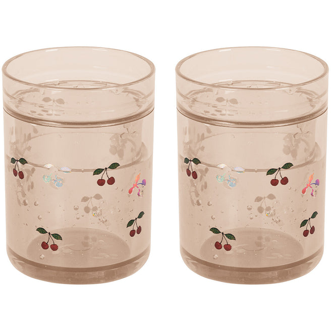konges sløjd kinderbekers met glitter - cherry - 2st | KS5069-CHERRY | 0