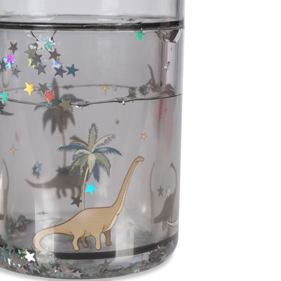 konges sløjd kinderbekers met glitter dino - grijs - 2st | KS102642-DINO | 1