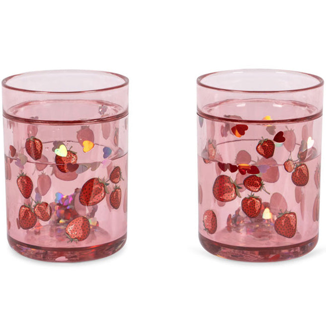 konges sløjd kinderbekers met glitter fragola - 2st | KS102642-FRAGOLA | 0
