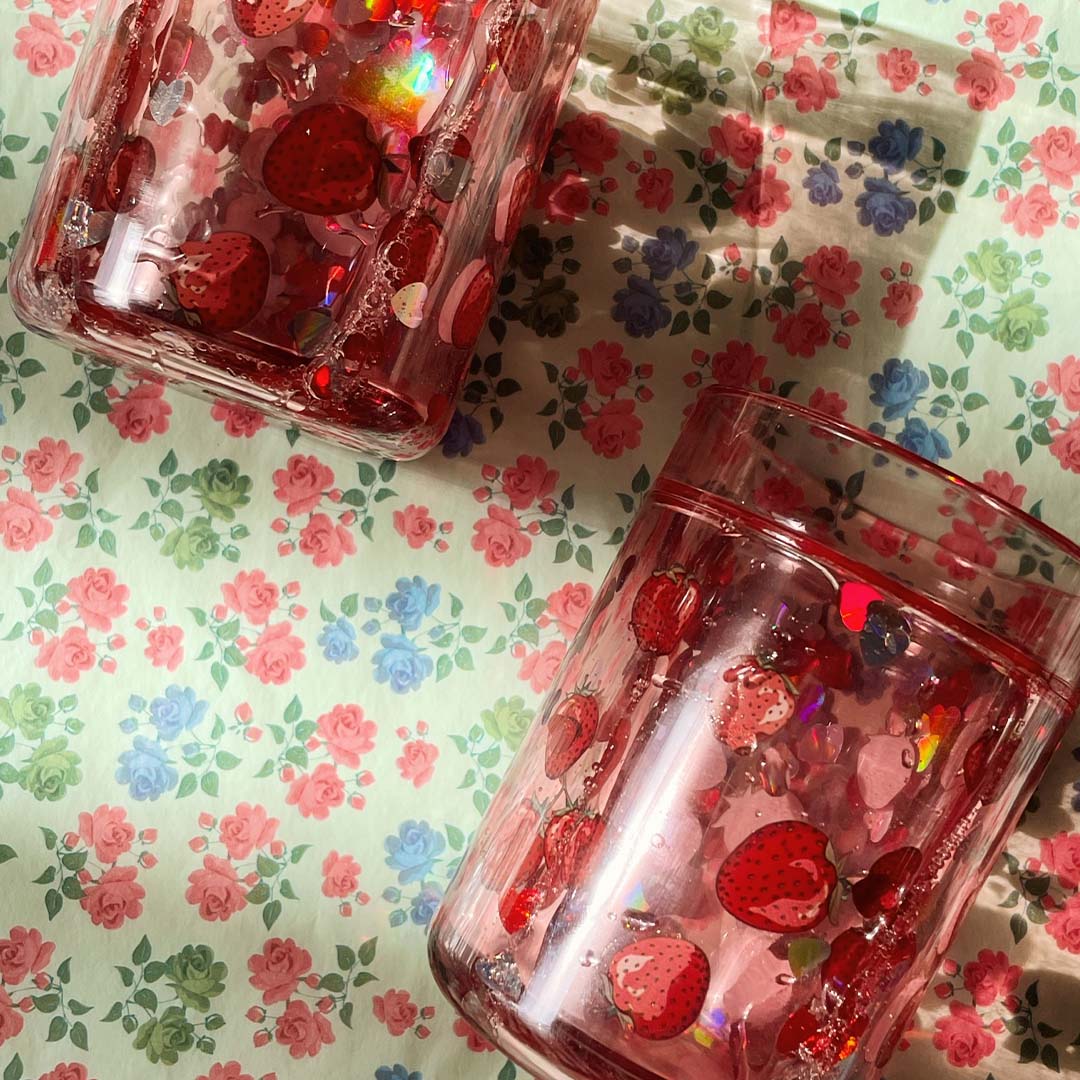 konges sløjd kinderbekers met glitter fragola - 2st | KS102642-FRAGOLA | 1