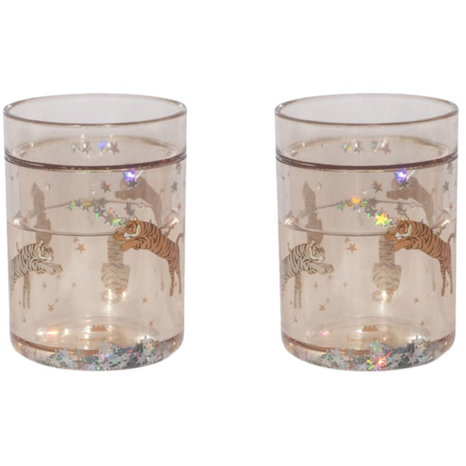 konges sløjd kinderbekers met glitter - roar - 2st | KS101851-ROAR | 0