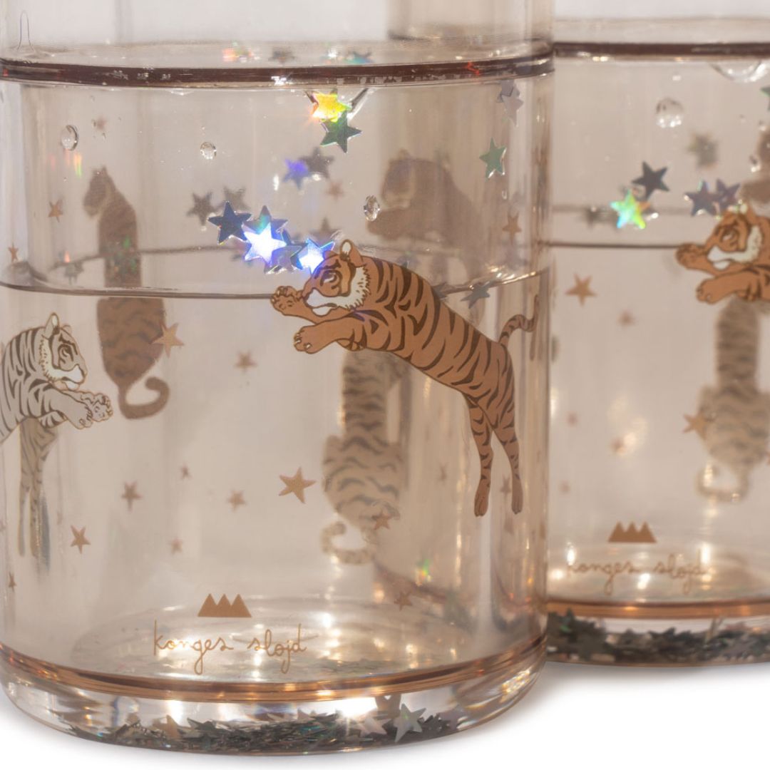 konges sløjd kinderbekers met glitter - roar - 2st | KS101851-ROAR | 3