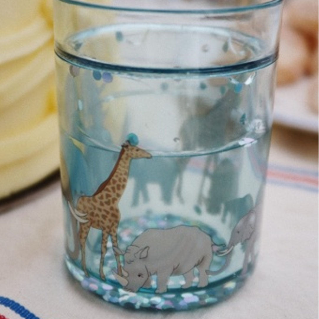 konges sløjd kinderbekers met glitter safari - blauw -  2st | KS101357-SAFARI | 1