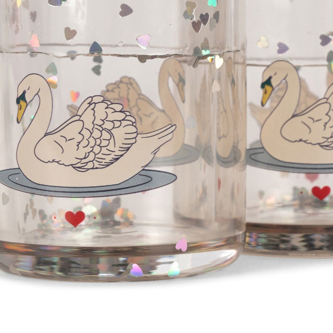 konges sløjd kinderbekers met glitter - swan - 2st | KS101357-SWAN | 3
