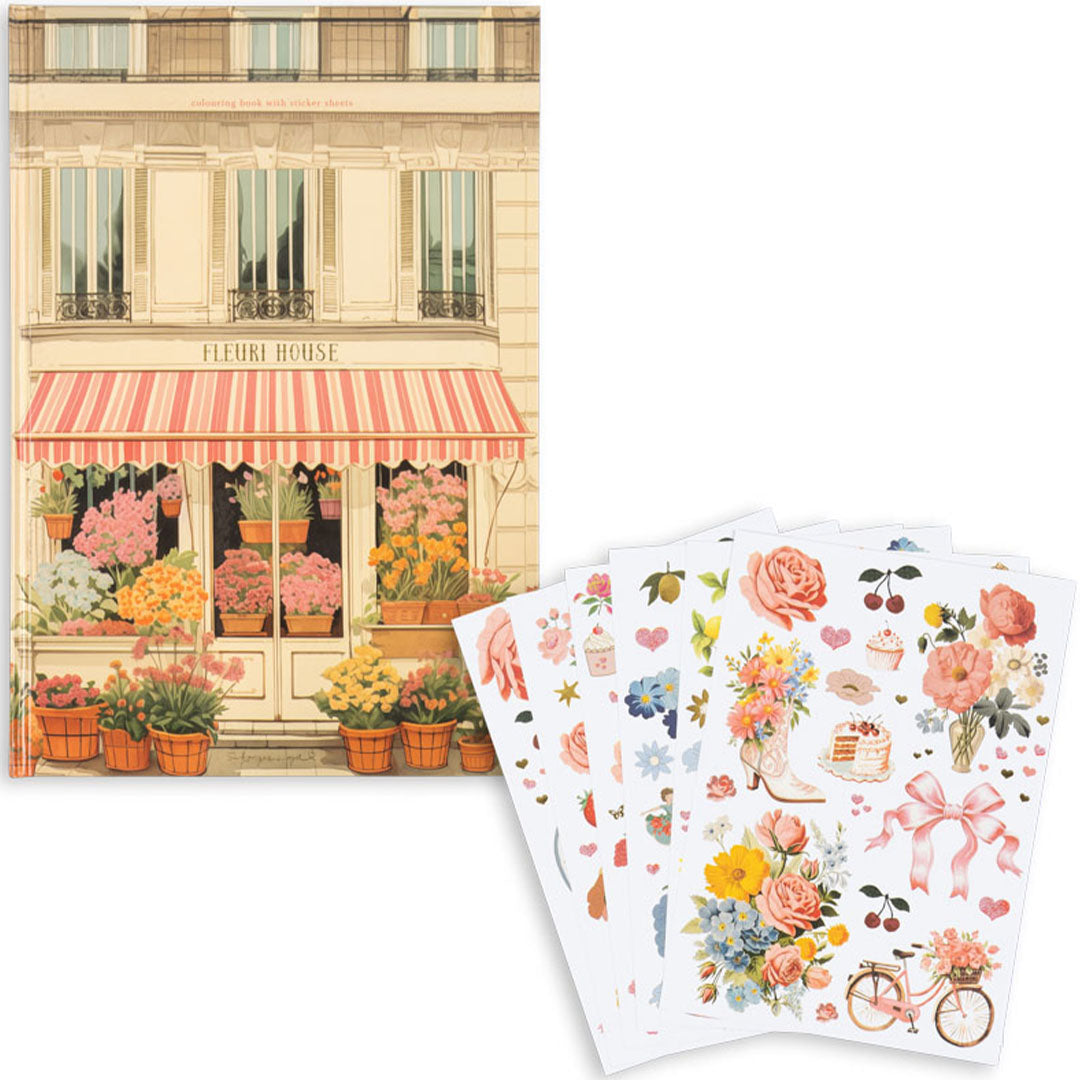 konges sløjd kleurboek met stickers - house of flowers | KS103140 | 0