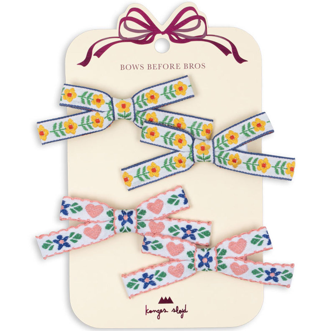 konges sløjd mini haarclips bow - white rose - 4st | KS102797 | 2