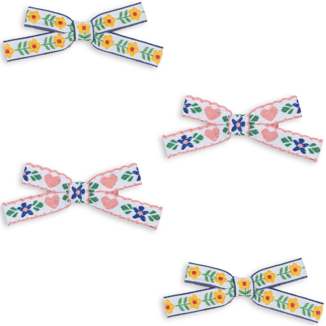 konges sløjd mini haarclips bow - white rose - 4st | KS102797 | 3