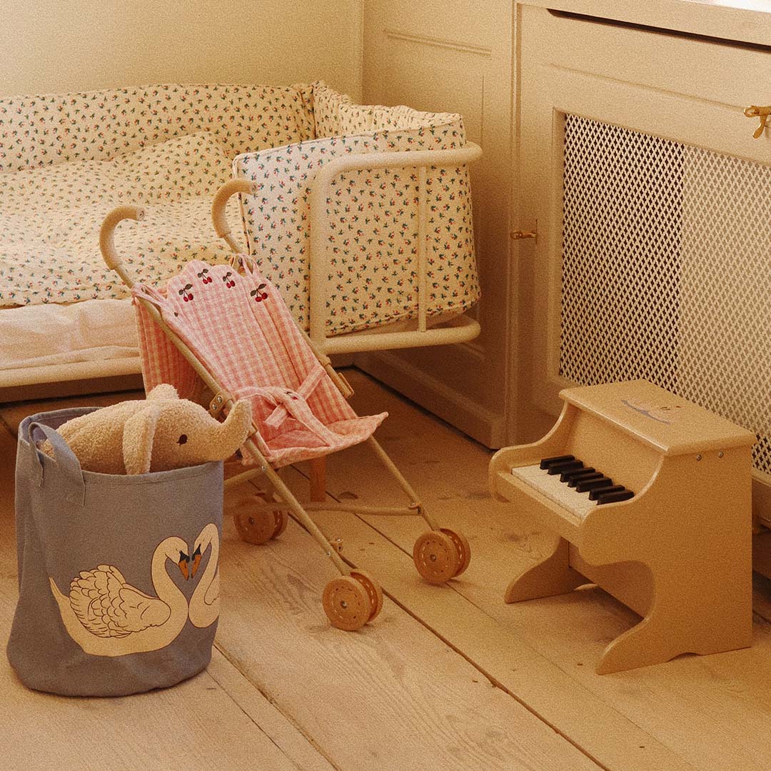 konges sløjd poppenbuggy - powder pink check | KS101484-CHECK | 1