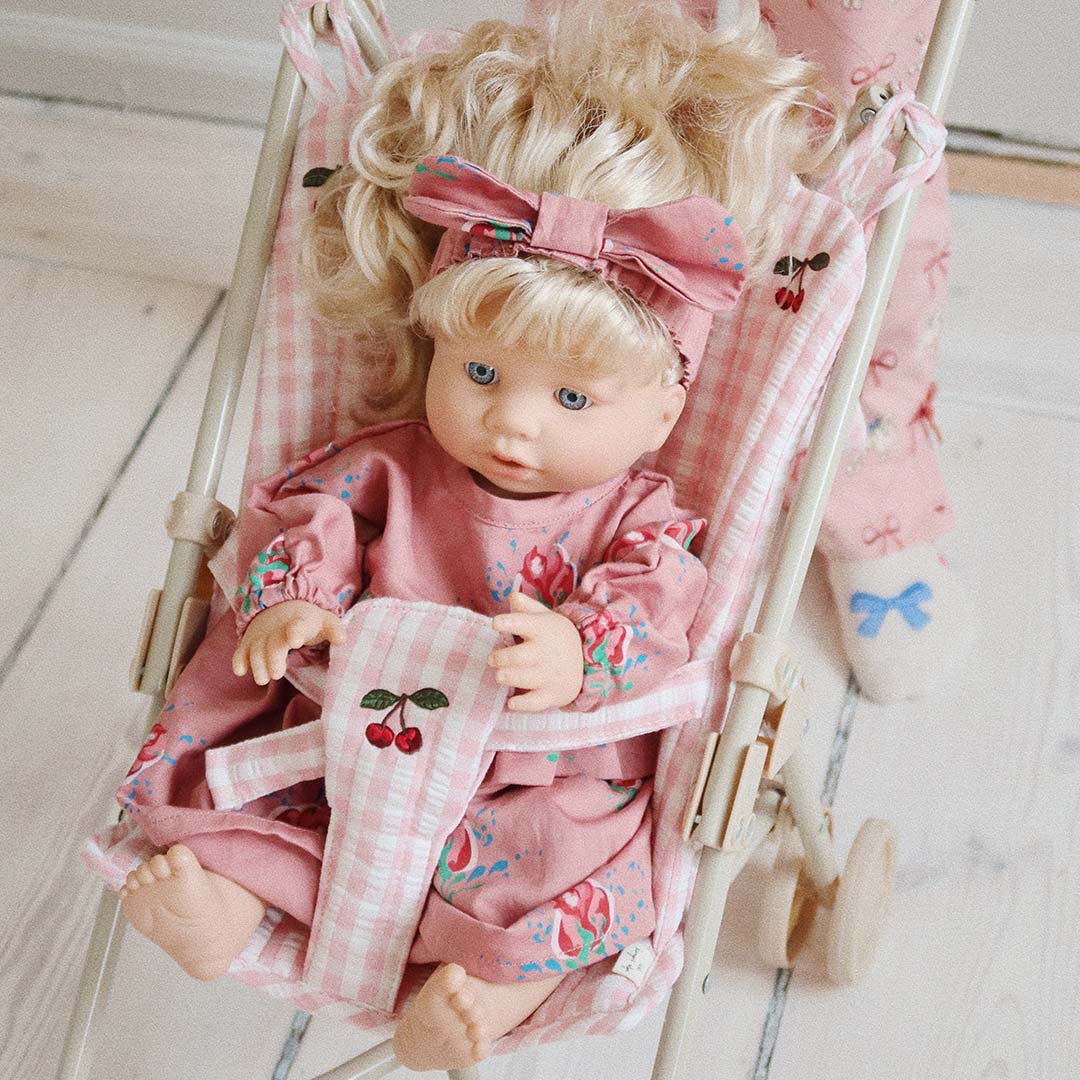 konges sløjd poppenbuggy - powder pink check | KS101484-CHECK | 2