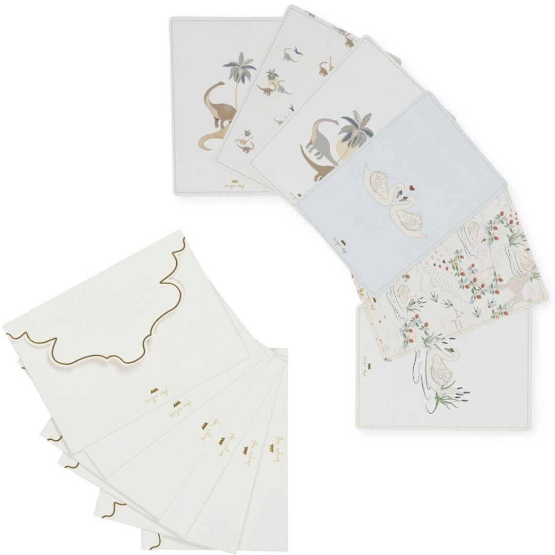 konges sløjd postkaarten dino en swan - 6st | KS100726-DINO-SWAN | 0