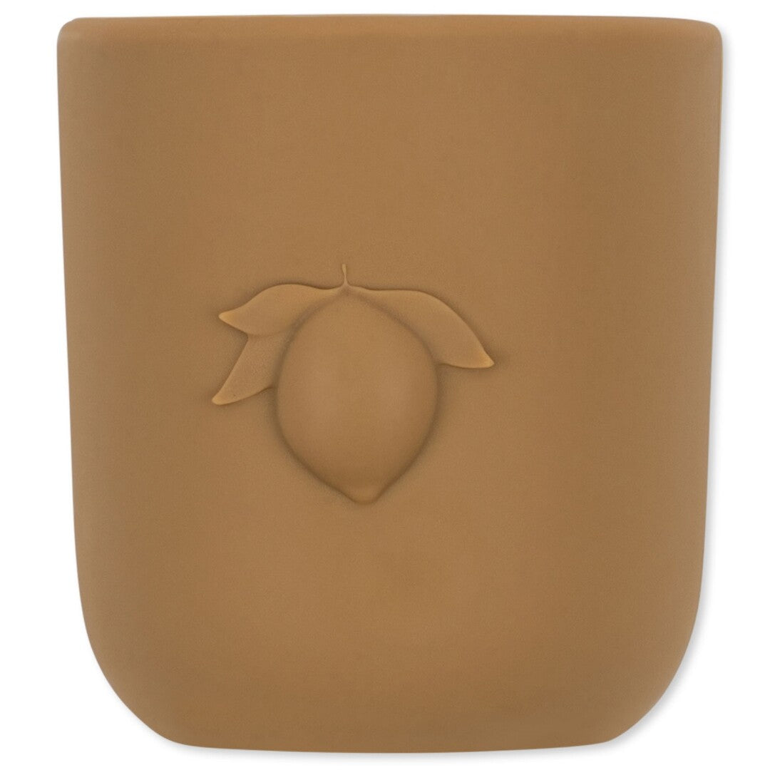 konges sløjd siliconen drinkbeker en herbruikbaar rietje - lemon and unicorn - almond | KS6012-ALMOND NB | 3