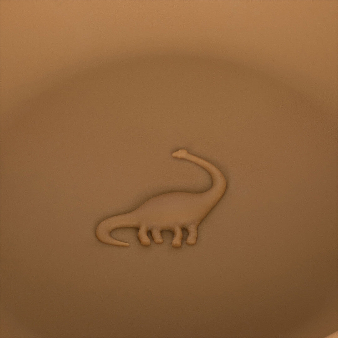 konges sløjd siliconen kinderbord en beker dino - almond | KS4417-ALMOND | 2