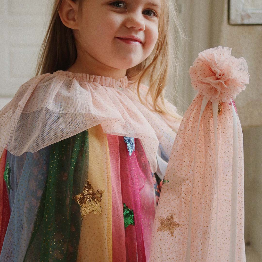 KS103823-2-4Y | konges sløjd verkleedcape en staf - glitter rainbow - 2-4 jaar | 3