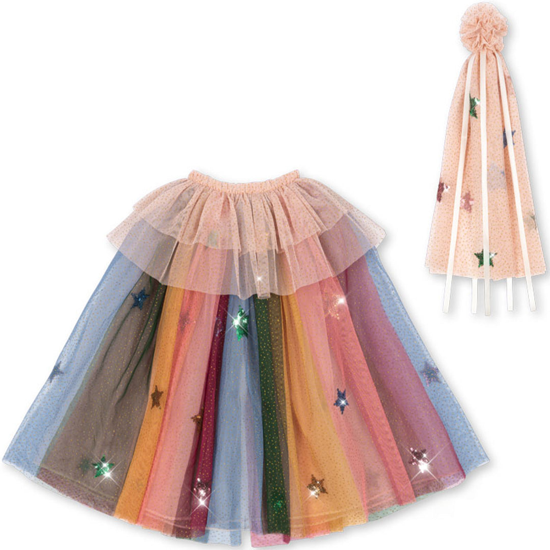konges sløjd verkleedcape en staf - glitter rainbow - 2-4 jaar