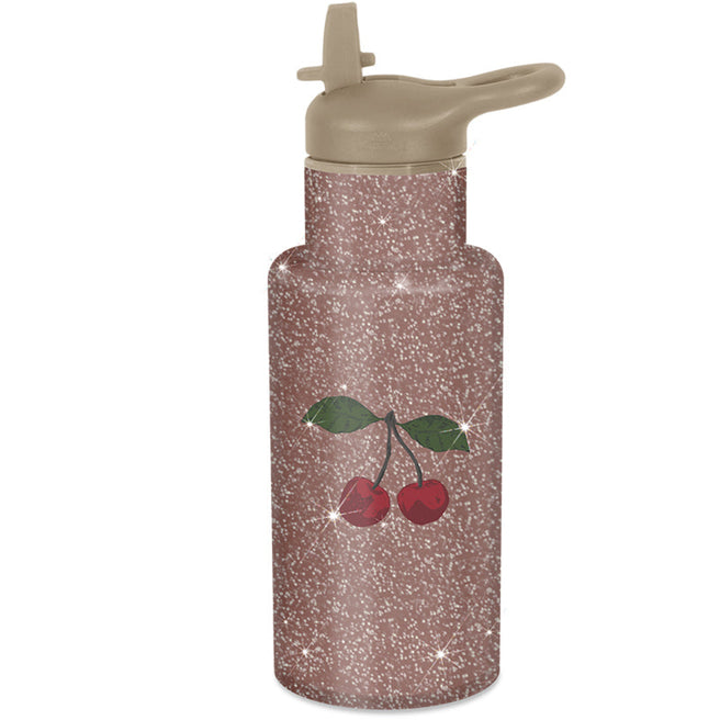 konges sløjd drinkfles met glitters - cherry glitter - 400 ml | KS103026-CHERRY-GLITTER | 1