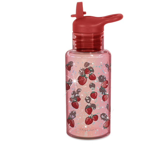konges sløjd drinkfles met glitters - fragola - 330 ml | KS104840-FRAGOLA | 1
