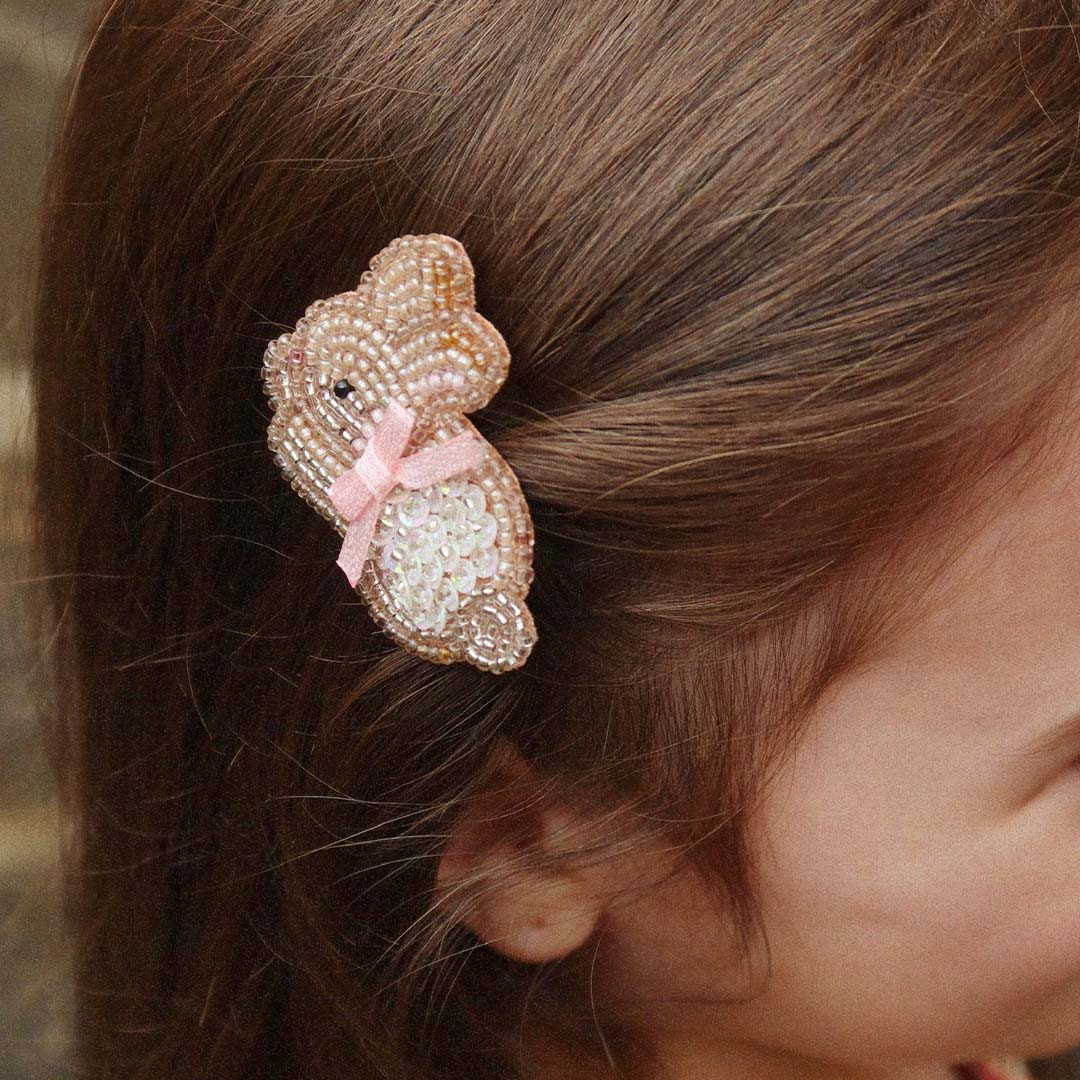 konges sløjd haarclipjes beaded bunny - 2st | KS104579 | 2