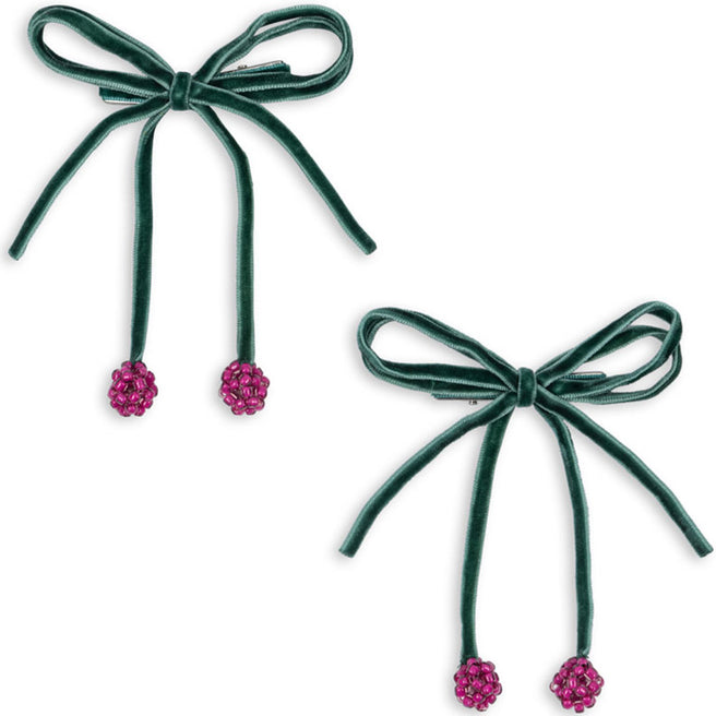 konges sløjd haarclips cherry bow - smoke pine - 2st | KS104168 | 0