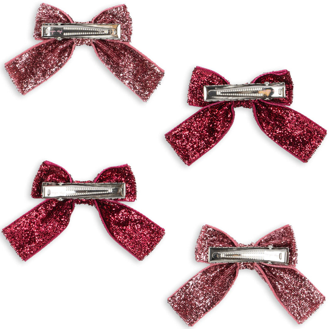 konges sløjd haarclips glitter bow - pink mix - 4st | KS104615 | 2