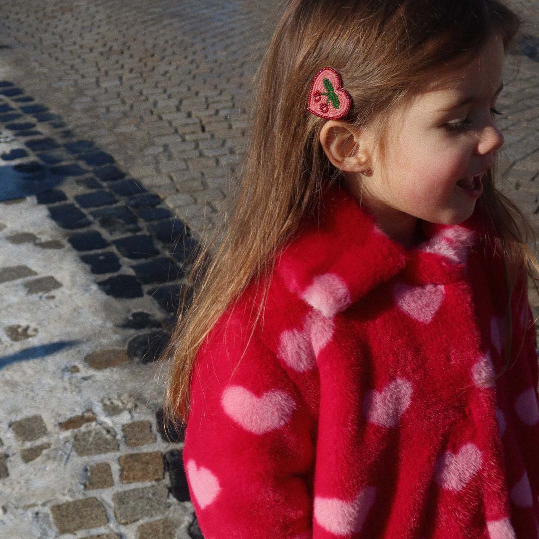 konges sløjd haarclips heart - cherry - 2st | KS104170 | 1