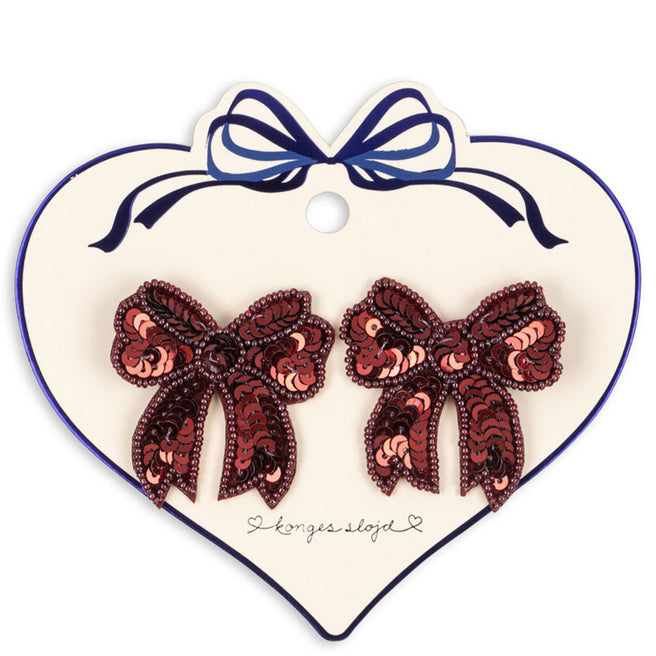 konges sløjd haarclips sequin bow - rio red - 2st | KS104183 | 0