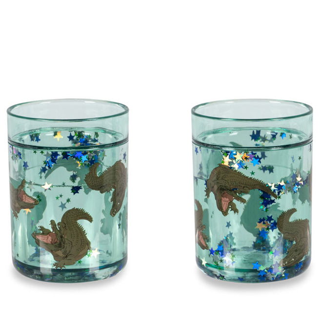 konges sløjd kinderbekers met glitter - crocodile - 2st | KS104169-CROCODILE | 0