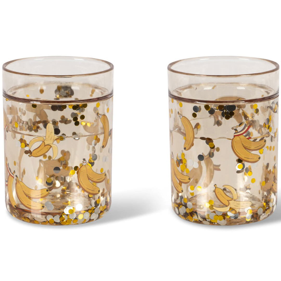 konges sløjd kinderbekers met glitter - let's go bananas - 2st | KS104588 | 1
