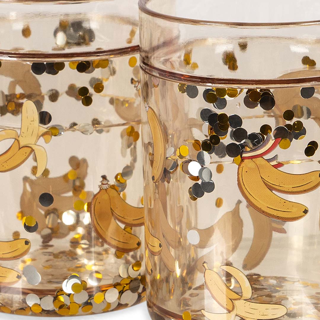 konges sløjd kinderbekers met glitter - let's go bananas - 2st | KS104588 | 2