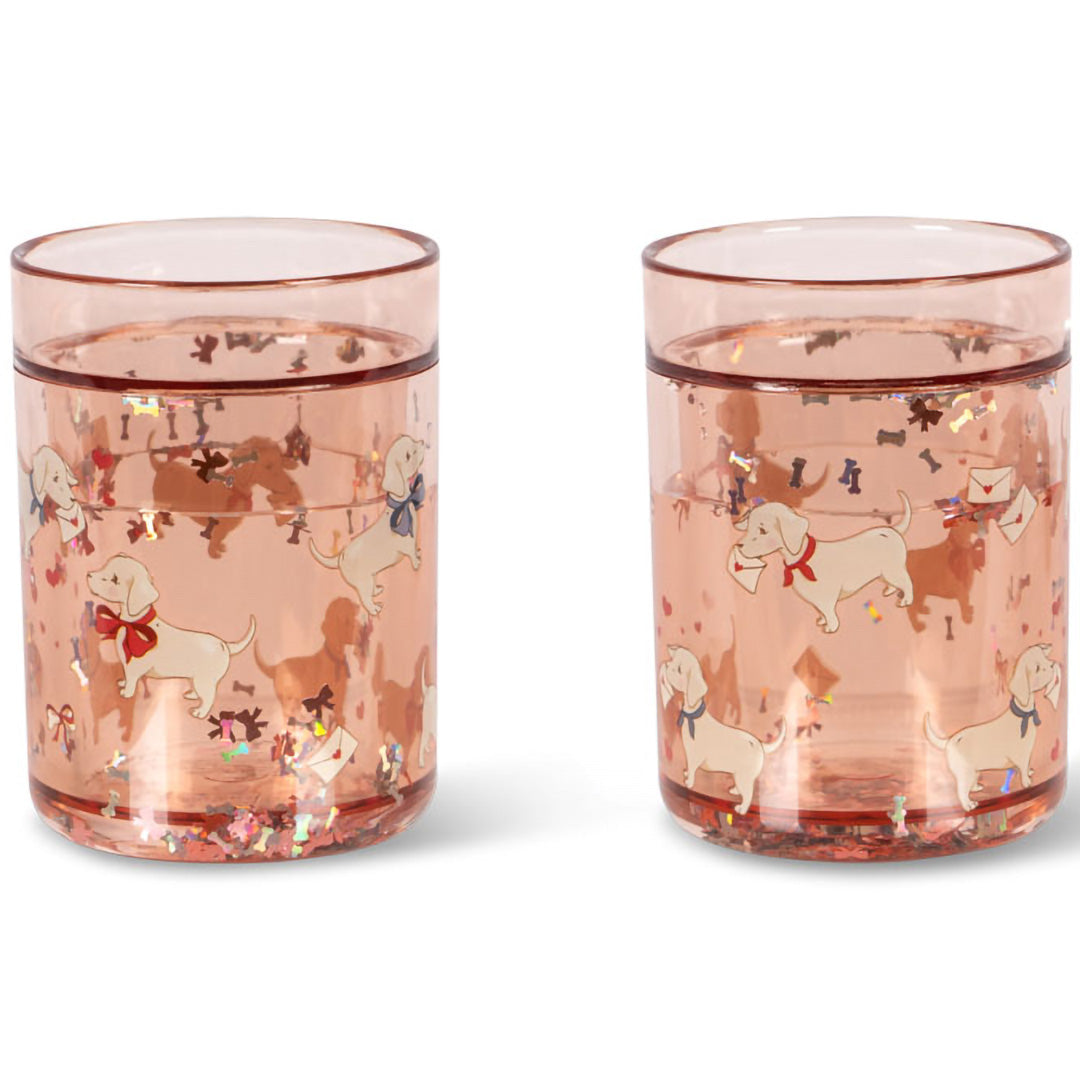 konges sløjd kinderbekers met glitter - woof letter rose - 2st | KS104588 | 1