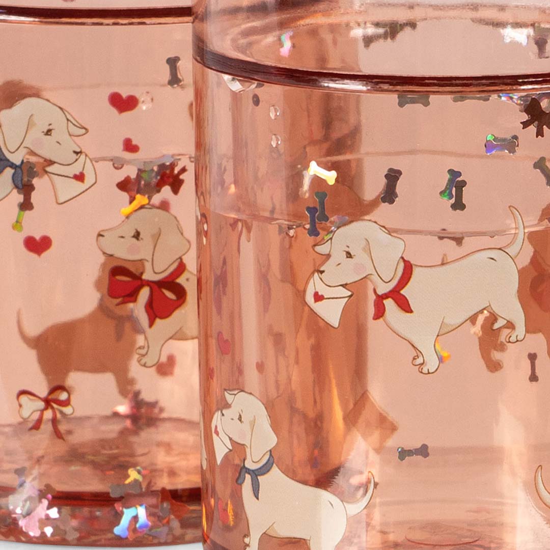 konges sløjd kinderbekers met glitter - woof letter rose - 2st | KS104588 | 2