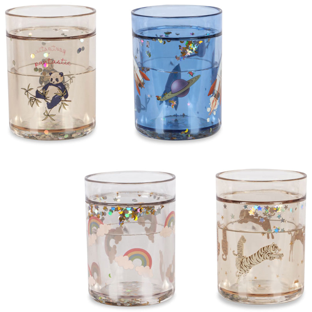 konges sløjd kinderbekers met glitter multi - 4st | KS103658-MULTI | 0
