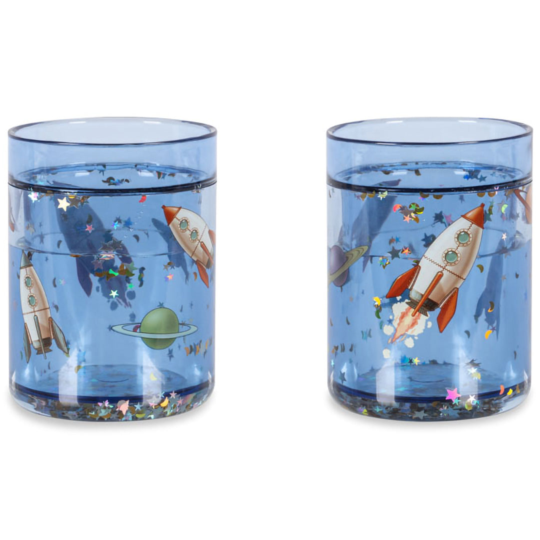 konges sløjd kinderbekers met glitter outer space - blauw - 2st | KS103638-OUTER-SPACE | 0