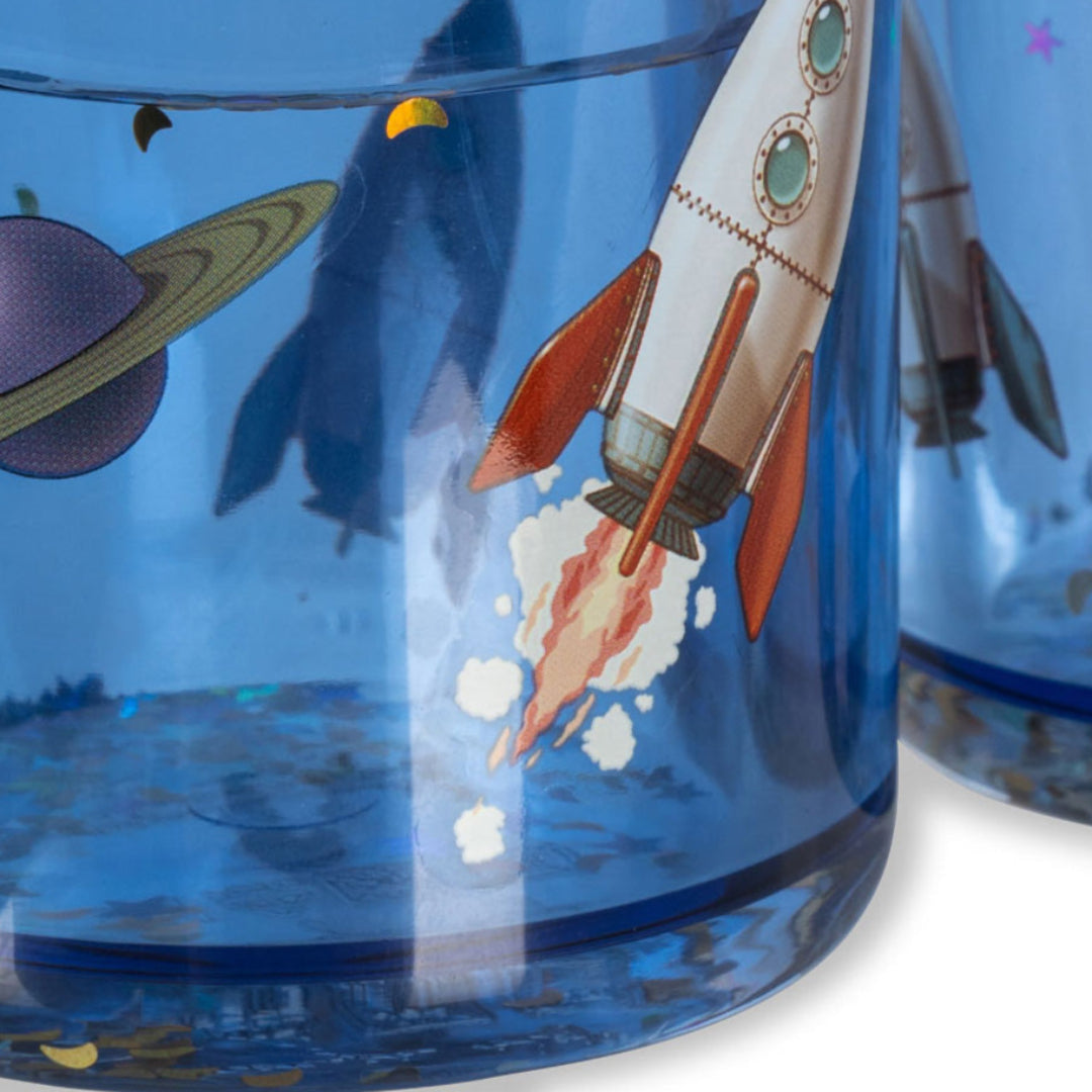 konges sløjd kinderbekers met glitter outer space - blauw - 2st | KS103638-OUTER-SPACE | 1