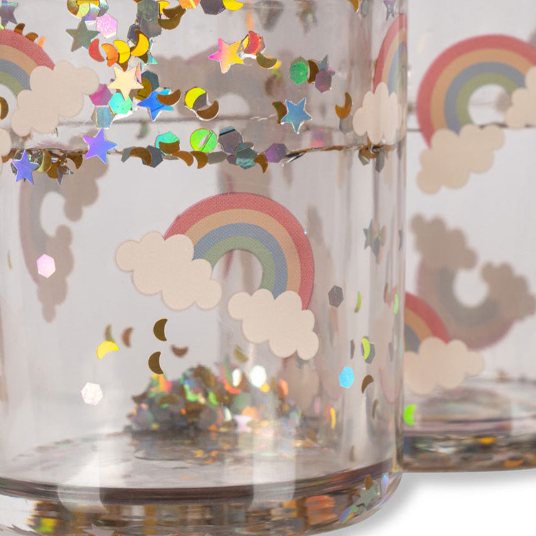 konges sløjd kinderbekers met glitter rainbow - 2st | KS103638-RAINBOW | 2