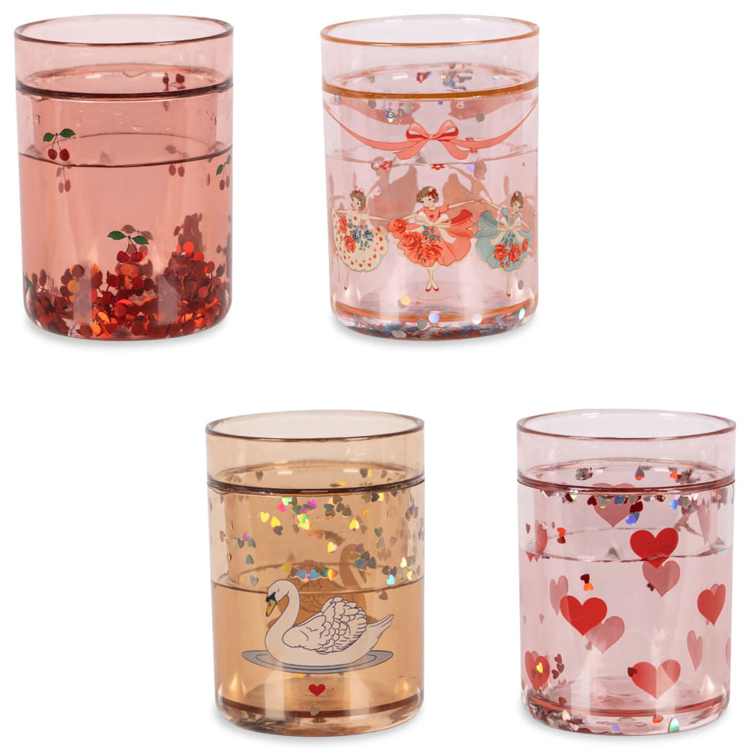 konges sløjd kinderbekers met glitter rose multi - 4st | KS103658-ROSE-MULTI | 0