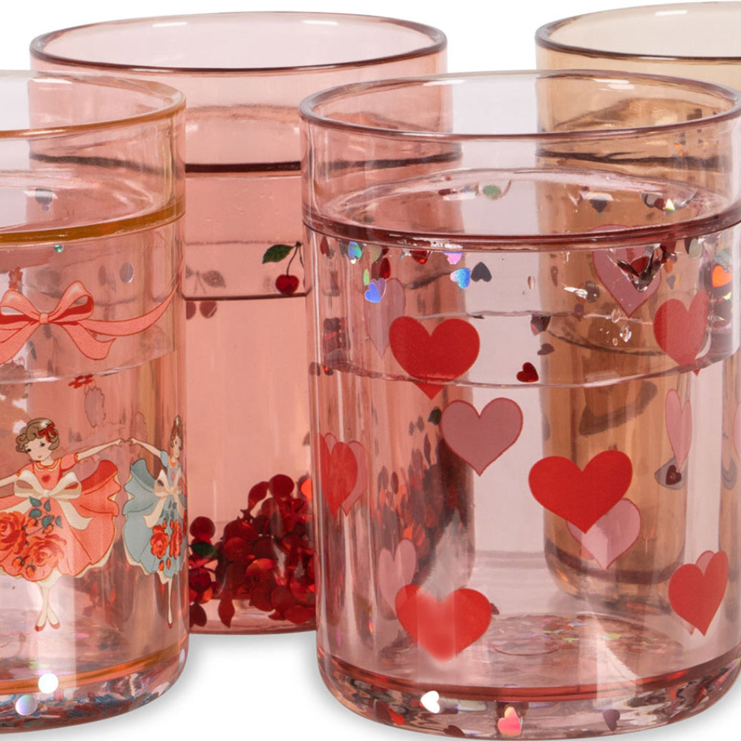 konges sløjd kinderbekers met glitter rose multi - 4st | KS103658-ROSE-MULTI | 2